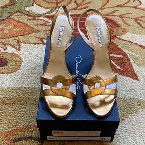 Oscar de la Renta Glow Olive slingback sandals